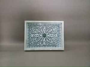 Nouveau design personnalisable taille vadrouille résine incrustation plateau fait à la main nacre poignée pour Ramadan cadeau plateau de service - Product Image 3