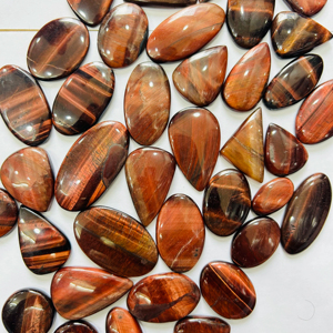 พลอยตาเสือสีแดงธรรมชาติทำด้วยมืออัญมณีคริสตัลออแกนิกทรงหลวมทรงตัดทรงรีตามสั่งขนาดพลอยตาเสือแดงออแกนิก - Product Image 1