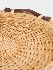 Plateau de service en rotin naturel tissé à la main avec poignées, plateau rond en osier robuste pour servir les aliments et les boissons, OEM ODM Vente en gros - Product Image 5