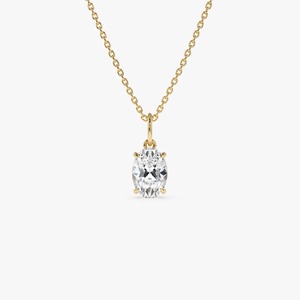 Collier classique avec pendentif en diamant de laboratoire de forme ovale unique, 1,00 ct E-F VS1, or 14 carats, pour fiançailles, fête, bijoux fins, cadeau - Product Image 1
