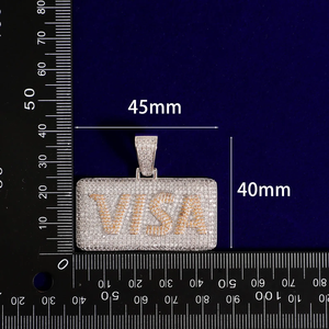 Pendentif Visa en argent sterling 925 VVS Moissanite diamant plaqué or rose entièrement glacé de style Hip Hop pour hommes au prix le plus bas - Product Image 5