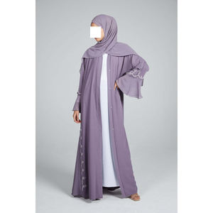 ชุดอาบายะสำหรับสตรีมุสลิมไซส์ใหญ่ ขายส่ง ผ้าโพลีเอสเตอร์ระบายอากาศ ความยาวระดับข้อเท้า สีพื้น ซิปด้านหน้า เสื้อผ้าอิสลาม รับผลิตแบบ OEM - Product Image 4