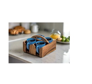 Juego de Bandejas para Tazas de Madera, Soporte para Bebidas de Madera Sostenible, Presentación de Comida Ecológica - Product Image 5