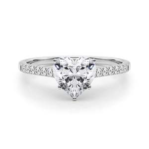 Solitario de diamante con corte de corazón con acentos Anillo de compromiso para mujer - Product Image 3