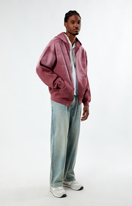 Faded Zip up Acid Wash Hoody 100% algodón 400Gsm Boxy Fit Hoodie Acid Washed Men's Plus Size Crooped Men's Hoodies Servicio OEM - Product Image 3