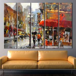 ภาพพิมพ์บนผ้าใบลายวันฝนตกอันงดงาม ศิลปะตกแต่งผนังแบบนามธรรม ตกแต่งร้านกาแฟสมัยใหม่ 5P: ห่อหุ้มอย่างดี - Product Image 1