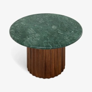 Table basse en marbre avec base en bois de manguier, finition naturelle - Product Image 5