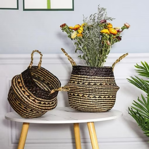 Cesta de almacenamiento de algas marinas rústicas personalizable, diseño personalizado, cubierta de lavabo de planta multifuncional ecológica, hecha a mano de Vietnam - Product Image 6