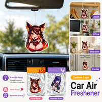 Désodorisant de voiture personnalisé en forme de personnage de dessin animé, emballage en sachet aluminium de qualité supérieure, parfum longue durée lavande et rose, carte en papier, cadeau promotionnel