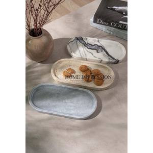 Kitchen Decorative Tray Finest Quality <b>Large</b> Size Brown White <b>Marble</b> Non-Toxic Modern Silver Dinnerware Table Top Food Dessert - Product Image 3