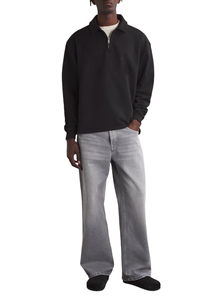 Sweat-shirt à capuche unisexe à col zippé et manches longues avec col montant et intérieur en polaire douce - Product Image 2