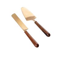 Ensemble de couteaux de service et de découpe de gâteaux pour fêtes, design moderne, en acier inoxydable poli miroir, jetables, durables et compatibles lave-vaisselle