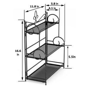 Cabinet Spice Rack 3 Tier Iron <b>Storage</b> <b>Shelves</b> Holder and Rack Black Color Elegant Design Kitchenware Home Decor Multipurpose - Product Image 2