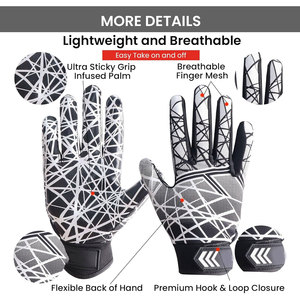 Recién llegado, guantes de fútbol americano hechos a medida, guantes de receptor de diseño personalizado, tecnología de agarre Superior, entrenamiento al aire libre - Product Image 2