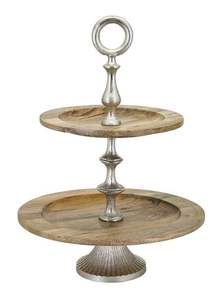 Support à gâteau en bois multicouche avec assiettes à dessert et plateau de service pour fruits secs, design moderne, résistant au four, de haute qualité - Product Image 4