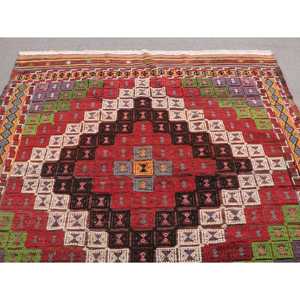 Tapis de 6,1 x 9,3 pieds, tapis turc vintage, tapis en laine rouge et vert à motifs floraux - Product Image 4