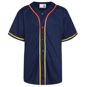Maillot de baseball unisexe bleu marine à manches courtes, boutonné sur le devant, en maille respirante, taille XL adulte - Product Image 1