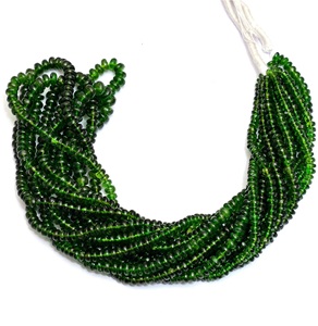 Chrome Diopside Gemstone 3mm-5mm Smooth Rondelle <b>Stone</b> <b>Beads</b> - Product Image 4