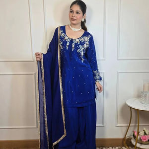 Beautiful Thread Sequence Work <b>Faux</b> <b>Fur</b> Stretchable Choli Wedding Wear for Parties - Product Image 1