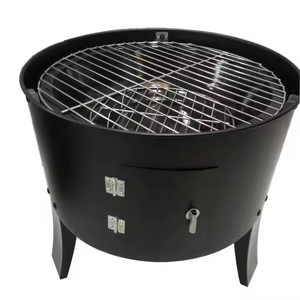 Barbecue fumoir multifonctionnel d'extérieur en fer robuste avec panneau en bois - Product Image 4