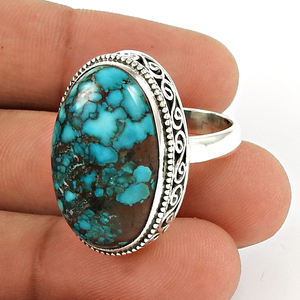 Bagues en argent faites à la main avec bague fantaisie en pierre précieuse turquoise en argent Sterling 925 bagues fines en gros bijoux Boho de Style Vintage - Product Image 5