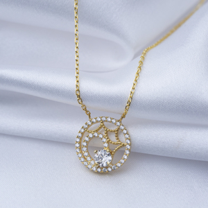 Round Shape Zircon Stone Wedding Charm Necklace 925 <b>Sterling</b> <b>Silver</b> Jewelry Turkish <b>for</b> <b>Women</b> - Product Image 2