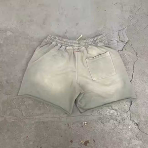 Pantalones cortos de verano para hombre lavados con ácido vintage OEM, pantalones cortos transpirables de entrenamiento de gimnasio informales de alta calidad con logotipo personalizado - Product Image 2