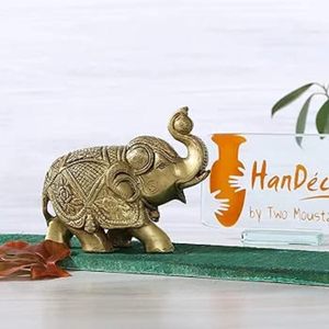 Dos bigotes Maharaja Elefante Diseño Hecho a mano Latón Showpiece (5X2,5X4 pulgadas) Tradicional para la decoración del hogar de la boda Paquete 1 - Product Image 5