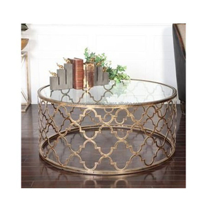 Wood & Metal Pipe Accent Coffee <b>Table</b> With Natural Wood Polish & <b>Black</b> Powder Coating Finishing Round Shape For <b>Living</b> <b>Room</b> - Product Image 6