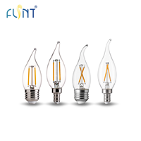 Fabrikpreis C35F 2W Hochlumen E27 E14 Kerzen-Flammenspitzen-Glühbirne 250LM LED-Glasbirne Geeignet für Kristall-Kronleuchter CE