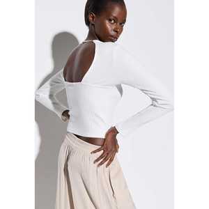 Blusa Larga Informal con Textura Acanalada, Decoración de Botones, 100% Poliéster Tejido, Logotipo Frontal, Manga Corta, Disponible en Talla XL - Product Image 1