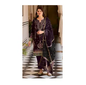 Últimos diseños indios tradicionales modernos Readymade Winter Velvet Collection Salwar Kameez de India