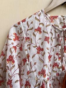 Bloc de main imprimé haut d'été en coton haut pour femme blouse pour femme imprimé bloc de main - Product Image 3