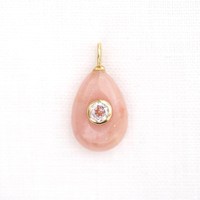 Colgante de Ópalo Rosa Natural Tallado en Forma de Pera, Joyería de Plata de Ley 925, Colgante de Moda Chapado en Oro con Piedra de Ópalo