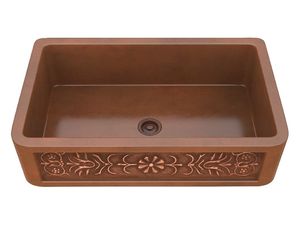 Fregadero de cocina de cobre de alta calidad con textura de superficie martillada para una remodelación interior de cocina funcional y elegante - Product Image 2