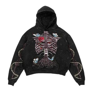 Sudadera con capucha y cremallera para hombre, 100% algodón, de corte holgado, gruesa, impermeable, con bordado personalizado y serigrafía en relieve, de fabricante OEM - Product Image 1