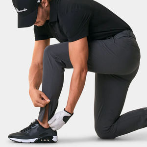 Vente en gros de vêtements de sport athlétique gris foncé pour hommes, pantalon de golf jogging décontracté à revers élastiques et stretch dans les 4 sens - Product Image 5
