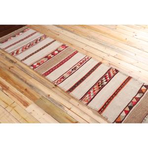 2.7x9.2 ft <b>Rug</b>, <b>Runner</b> Turkish <b>Rug</b>, Brown Kilim Bordered <b>Rug</b> - Product Image 4