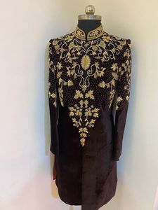 STUNNING & BEAUTIFUL EMBROIDERY on GROOM SHERWANI & <b>PANT</b> & MATCHING SHOE WITH EMBELLISHED CRYSTAL GLASS BEADS,DABKA WORK =2024 - Product Image 2