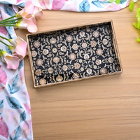 Plateau de service noir à motif floral persan, vaisselle de cuisine portable pour la nourriture, à utiliser à la maison et à l'hôtel