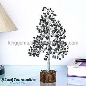 Pierre précieuse de tourmaline noire naturelle en gros M-SEAL base en bois arbre décoration de la maison élégant amour Style Reiki pierre précieuse de guérison - Product Image 5