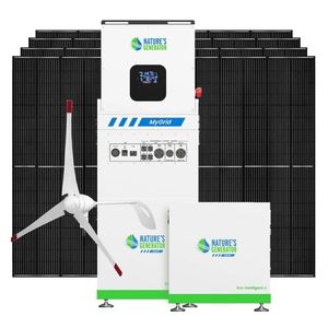 ชุดเครื่องกำเนิดไฟฟ้าพลังงานแสงอาทิตย์และลมสำหรับบ้านแบบออฟกริด Natures Generator 10KW พร้อมแบตเตอรี่ลิเธียมไอออนและตัวควบคุม MPPT - Product Image 1