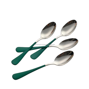Traditional <b>Stainless</b> <b>Steel</b> Silver with Green Custom Dining Spoons Home Restaurant <b>Utensils</b> Dishwasher Safe High Quality - Product Image 3