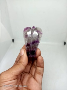 Figurine d'ange en fluorite violette naturelle sculptée, pierre de guérison Reiki, décoration d'intérieur, cadeau, vente en gros de Rais Agate - Product Image 6