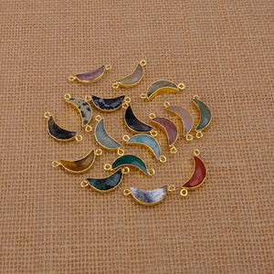 Flocon de neige obsidienne or électrolytique croissant demi-lune 6x16mm Double caution résultats bijoux à bricoler soi-même faisant des composants connecteurs - Product Image 3