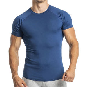 T-shirts pour hommes personnalisés, vêtements de sport ajustés, commande en gros, qualité d'exportation, t-shirts de musculation à manches courtes ajustés pour hommes - Product Image 1