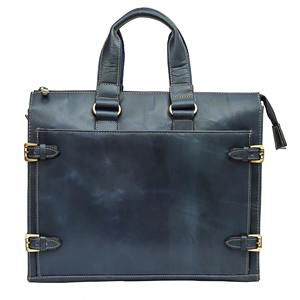 Sac messager pour ordinateur portable de 12 pouces en cuir véritable bleu marine pour hommes et femmes, utilisation professionnelle, épaule, bureau - Product Image 5