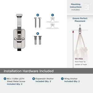 Champagne Bronze Alder Double Prong Decorative Wall <b>Hook</b> for Coats Hats Entryway Office or <b>Bathroom</b> Closet Organization - Product Image 6