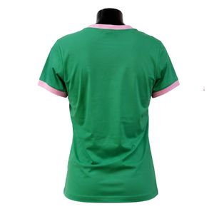 T-shirt Ringer Vert Rose pour Femme à Manches Courtes avec Bordure Contrastante, Haut Décontracté Tendance, Vêtement Streetwear Élégant pour Dames, Vente en Gros - Product Image 5