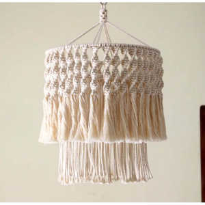 Lámpara Colgante Estilo Industrial Boho con Pantalla de Macramé y Flecos, Lámpara de Araña para Isla de Cocina, Luz Blanca Cálida E26, Estilo Rústico con Cuerda de Cáñamo - Product Image 1